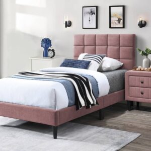 Pink Plush Velvet Twin Bed