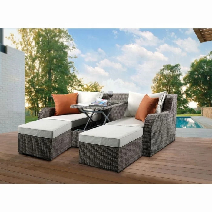 Salena Patio Sofa W/2 Pillows & 2 Ottomans - Image 5