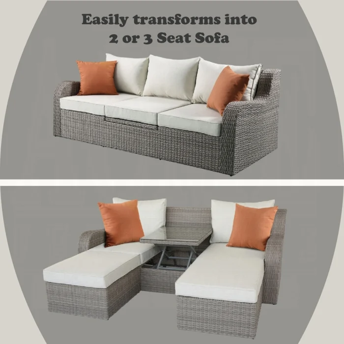 Salena Patio Sofa W/2 Pillows & 2 Ottomans - Image 4