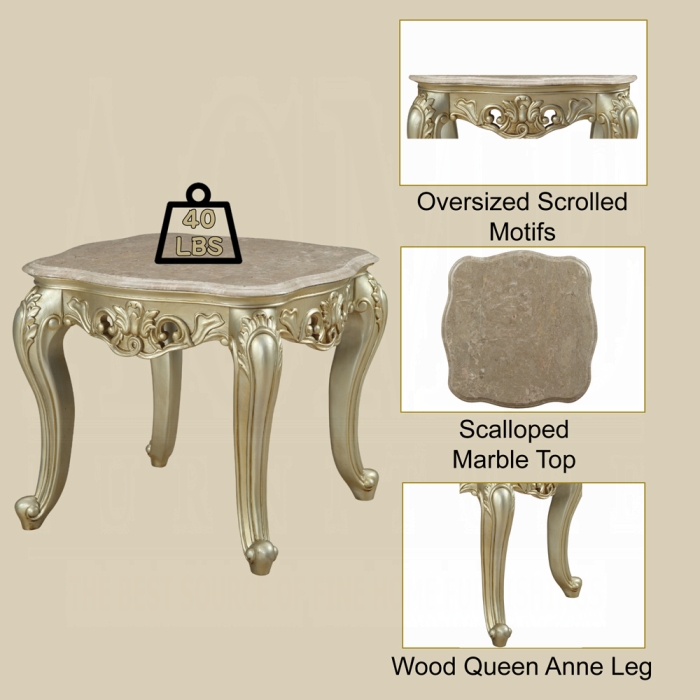 Gorsedd End Table W/Marble Top - Image 3
