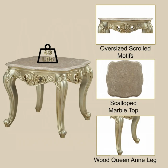 Gorsedd End Table W/Marble Top - Image 3