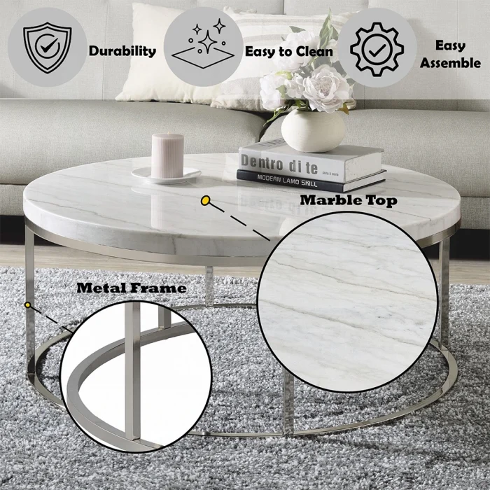 Zaidee COFFEE TABLE W/MARBLE - Image 7