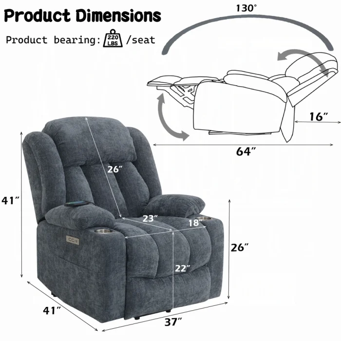 Omarion Power Recliner w/Lift, Heating & Massage - Image 15