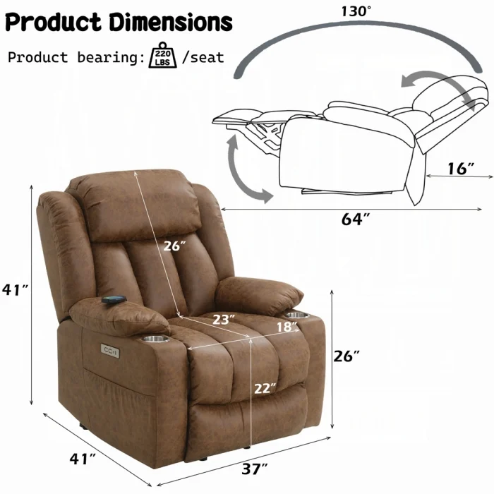 Omarion Power Recliner W/Lift & Heating & Massage - Image 15