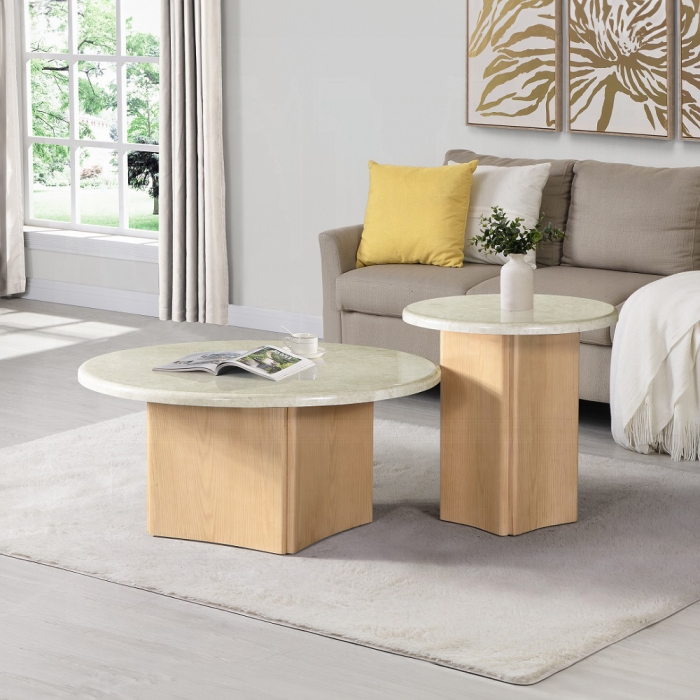 Qwin Coffee Table W/Marble Top - Image 2