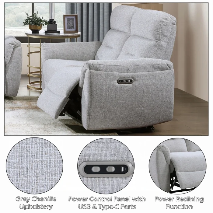 Eastre Power Motion Loveseat w/USB Port - Image 9