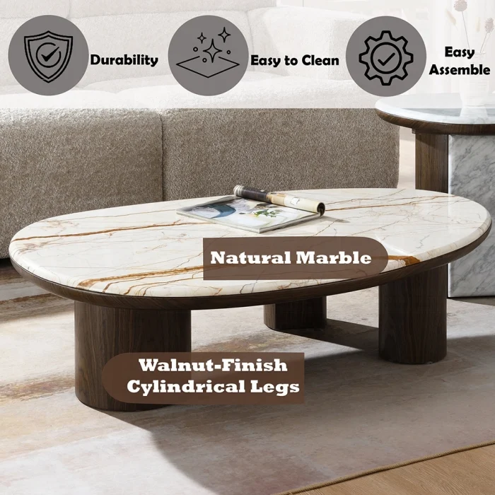 Haidar Coffee Table w/Natural Marble - Image 6