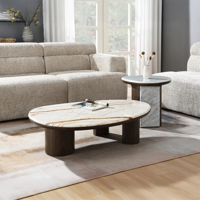 Haidar Coffee Table w/Natural Marble - Image 7
