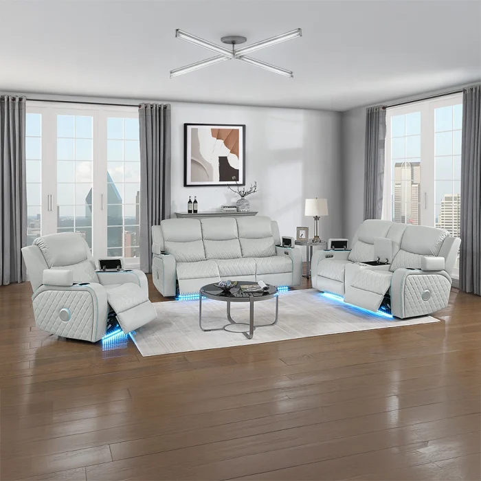Elonzo Power Motion Sofa w/LED, Power Headrest & Speaker - Image 12