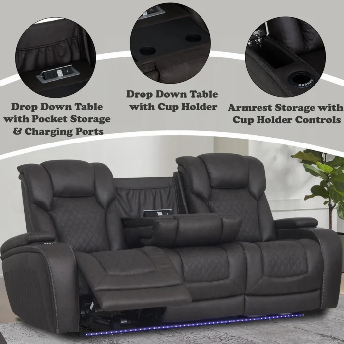 Wendell Power Motion Sofa w/Dropdown Table, Storage, USB & LED - Image 11