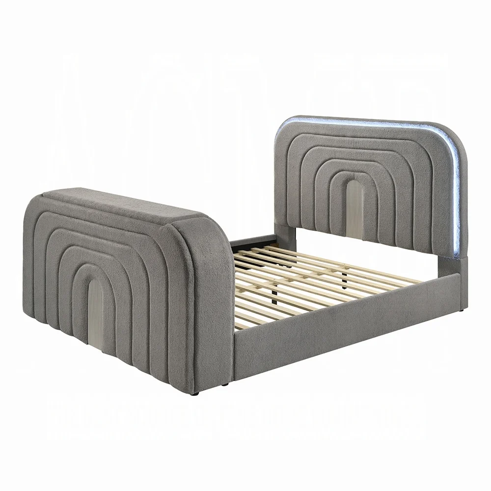 Shelyn Queen Bed w/Led, TV Stand, Fireplace & Bluetooth - Image 3