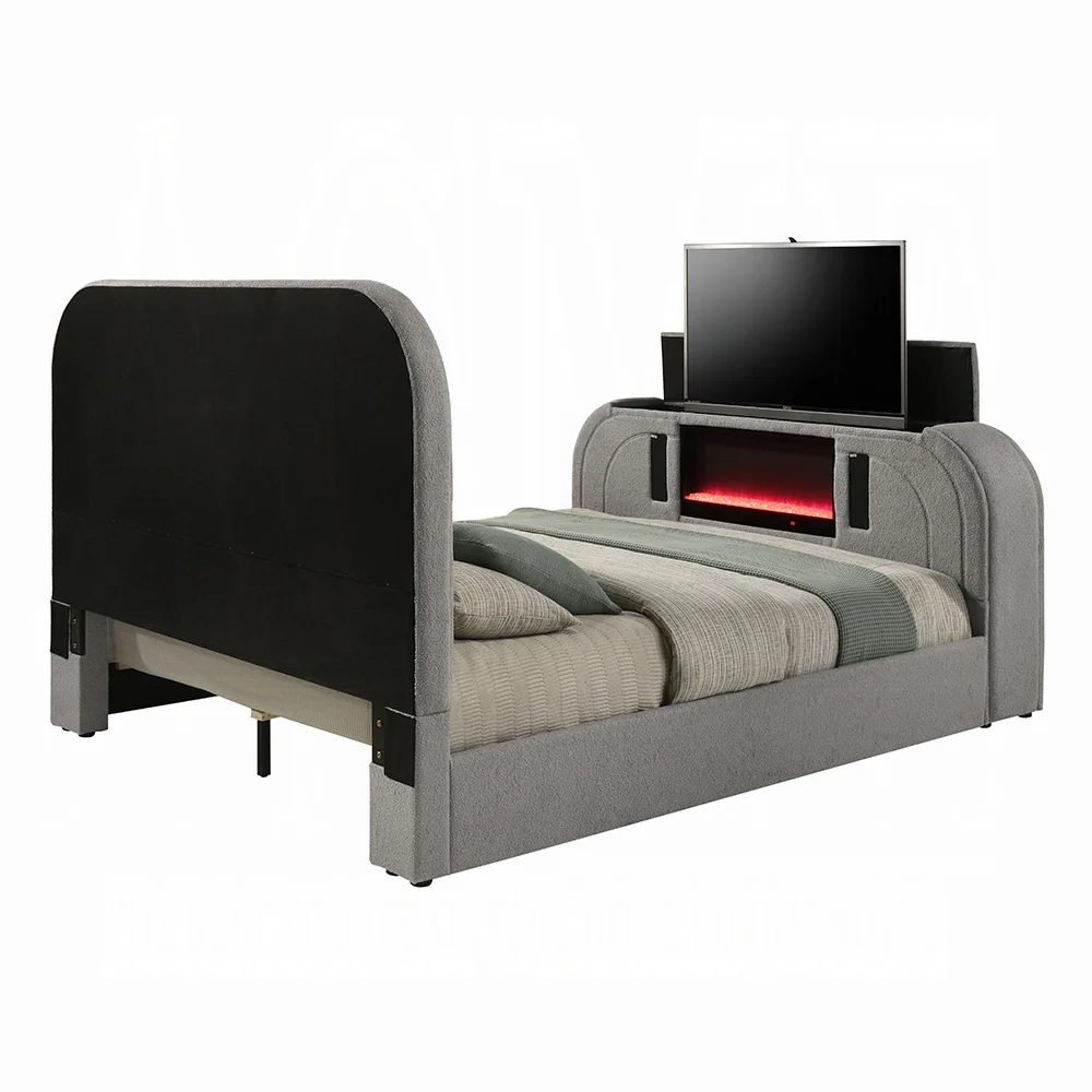 Shelyn Queen Bed w/Led, TV Stand, Fireplace & Bluetooth - Image 4