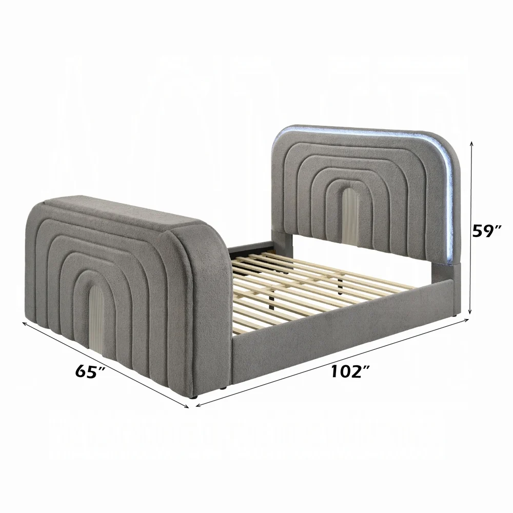Shelyn Queen Bed w/Led, TV Stand, Fireplace & Bluetooth - Image 9